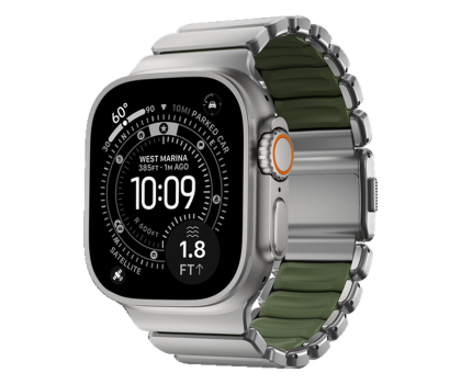 Pasek i akcesoria do zegarków Nomad Stratos Band Natural Titanium Forest Green FKM AW 45/46/49mm